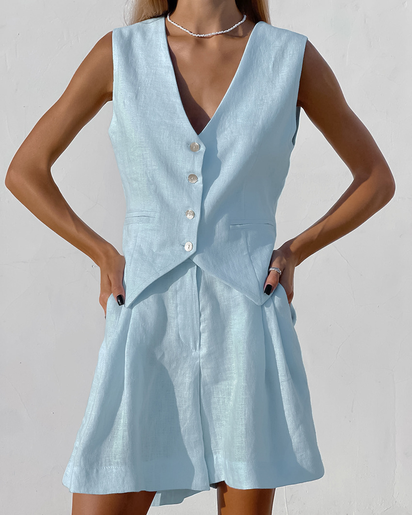 Summer Clothing Linen - 2023 Nieuwe Pak Vest + Shorts