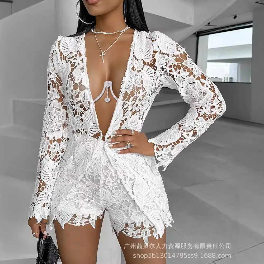 Summer Clothing Linen - Vrouwen Sexy Korte Sets Hollow Out