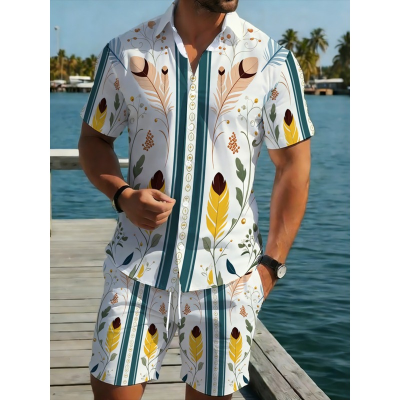 Beach Shirt Hawaiian - 2-delige zomeroutfit voor heren, Hawaiiaans shirt