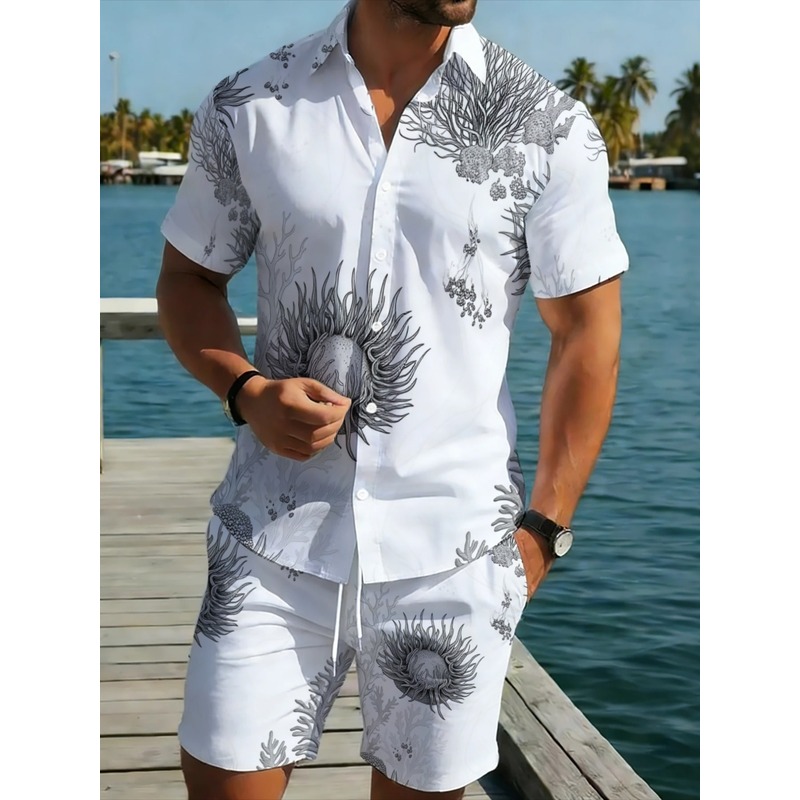 Beach Shirt Hawaiian - Heren Hawaiiaans overhemd & shorts set,