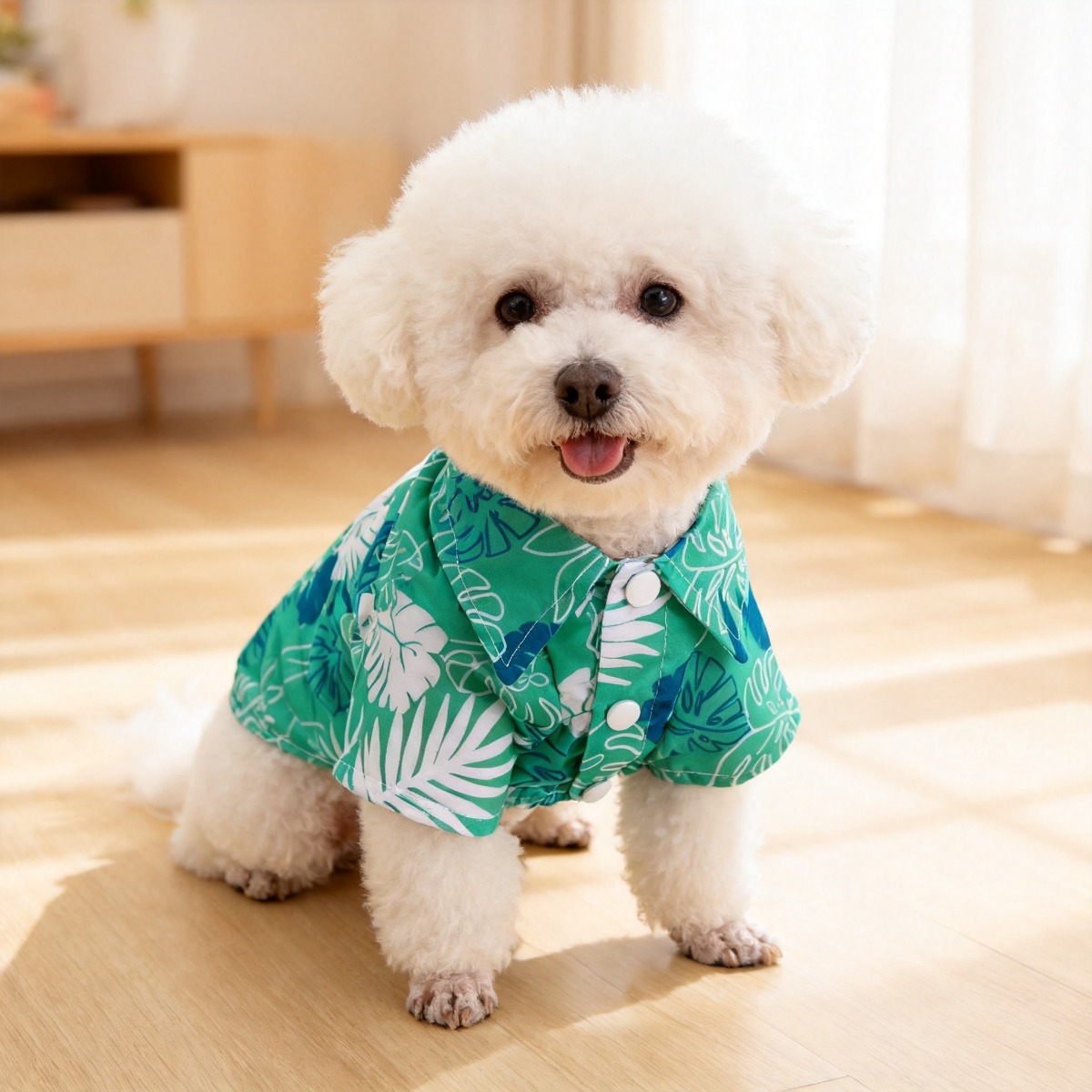 Summer Dog Clothing - Cat Flower Shirt, lichtgewicht antistatische wol