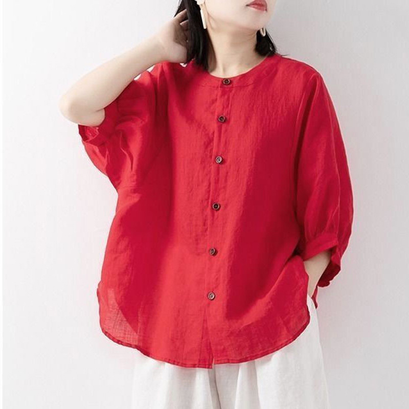 Summer Clothing Linen - Overhemd van katoen en linnen dames