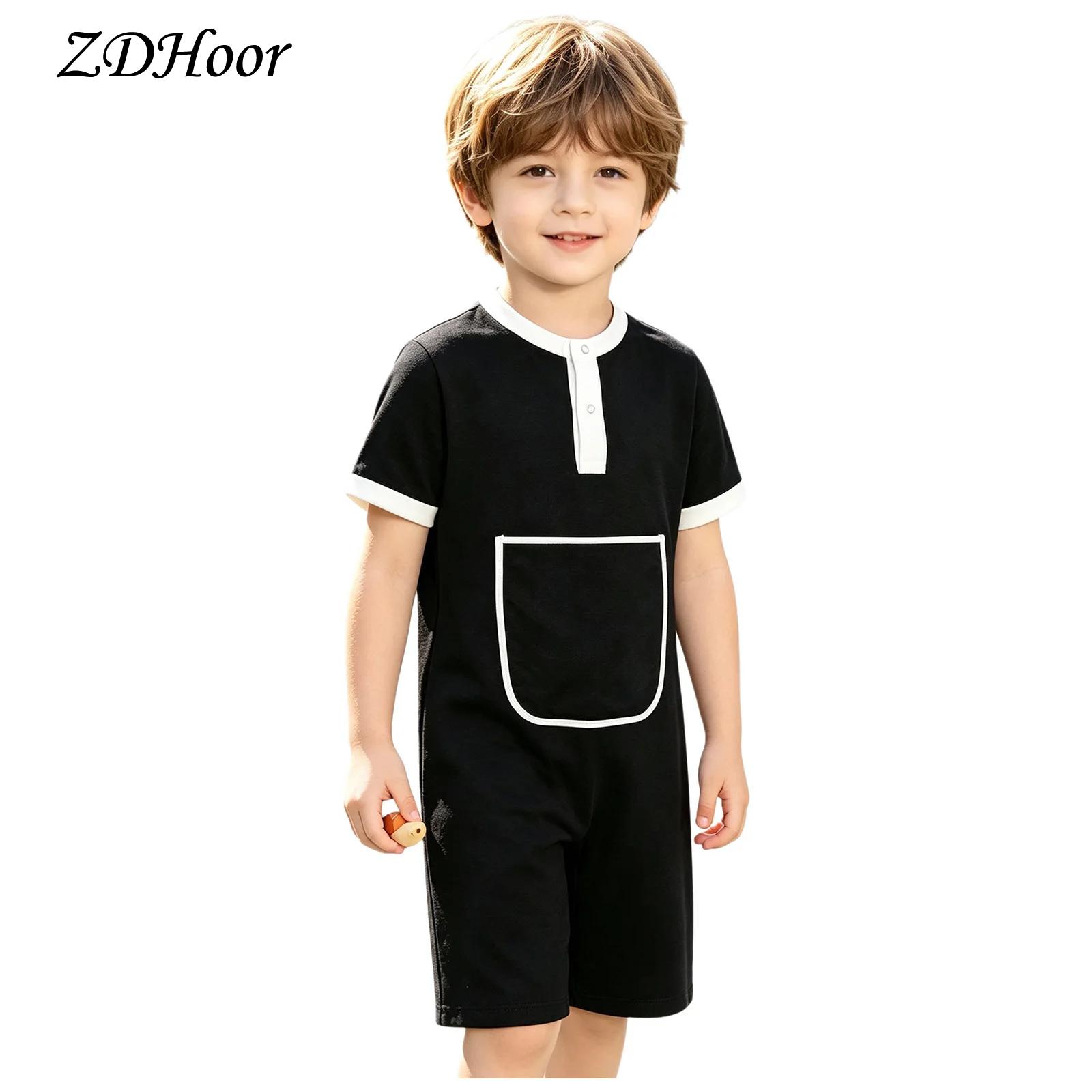 Summer Clothing Boys - Kinderen Jongens Meisjes Drukknopen Jumpsuit met