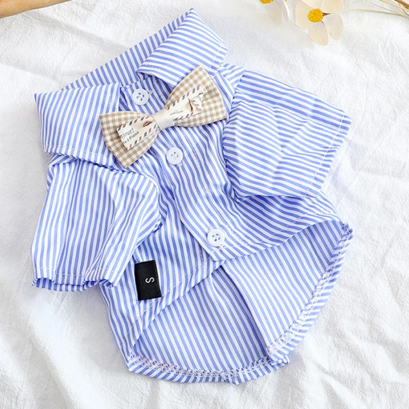 Summer Dog Clothing - Huisdier Hond Kleding Strik Gestreepte Shirts