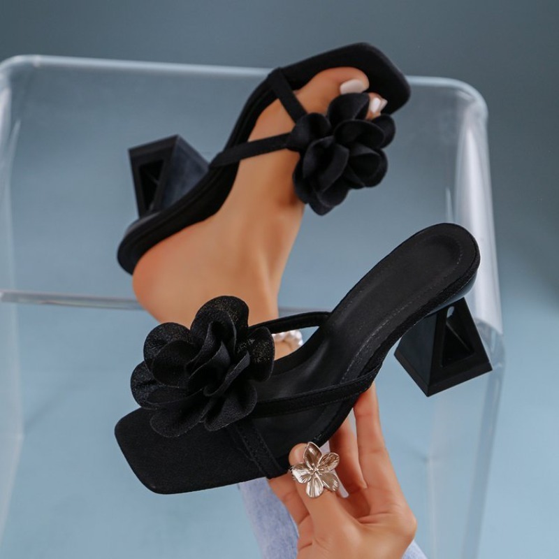 Summer Clothing Fabric - Womens 3D Bloem Decor Sandalen Driehoekige