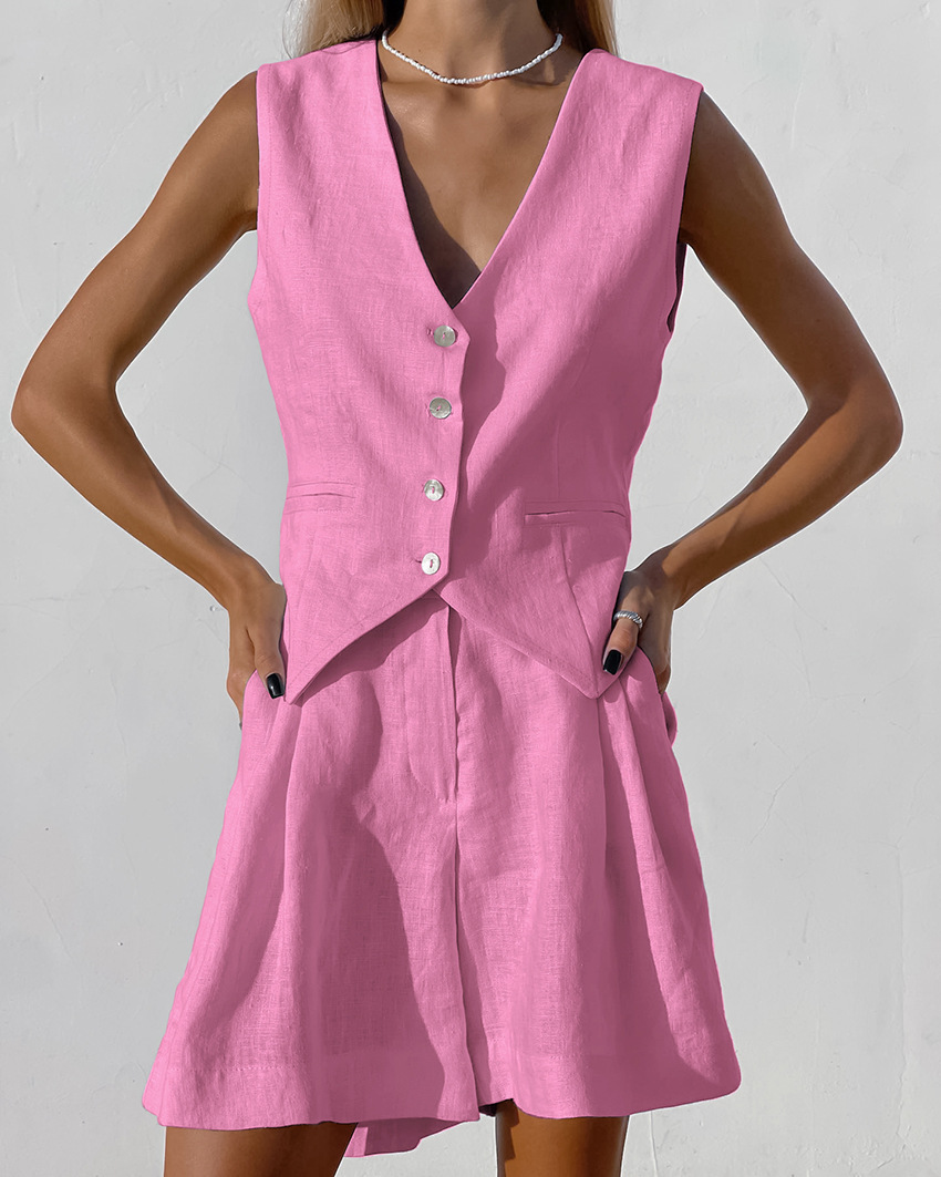 2023 Nieuwe Pak Vest + Shorts  - Summer Clothing Linen recensie en prijs
