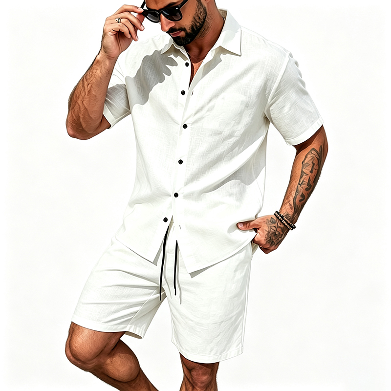 Heren linnen tweedelige outfit - Summer Clothing Sets Men recensie en prijs