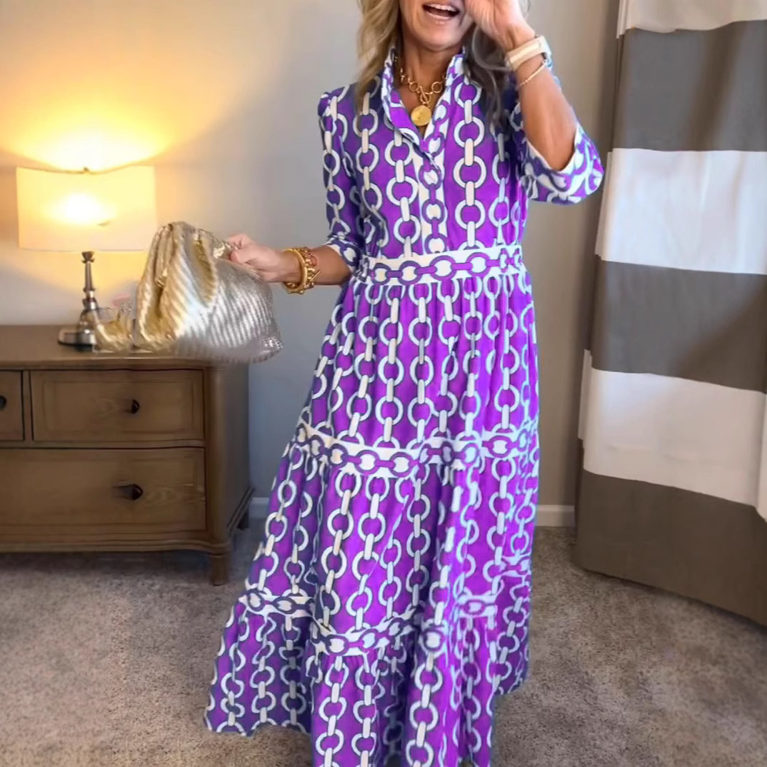 Lange jurk met geometrische pr - Summer Clothing Amazon recensie en prijs