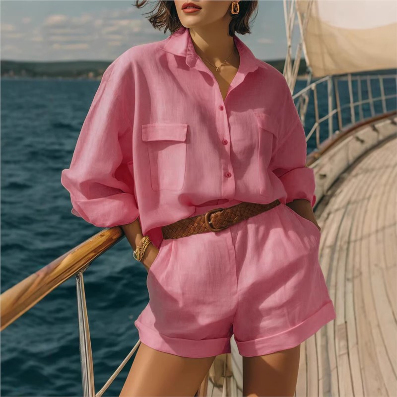Dames Blauwe Tweedelige Sets 2 - Summer Clothing Linen recensie en prijs