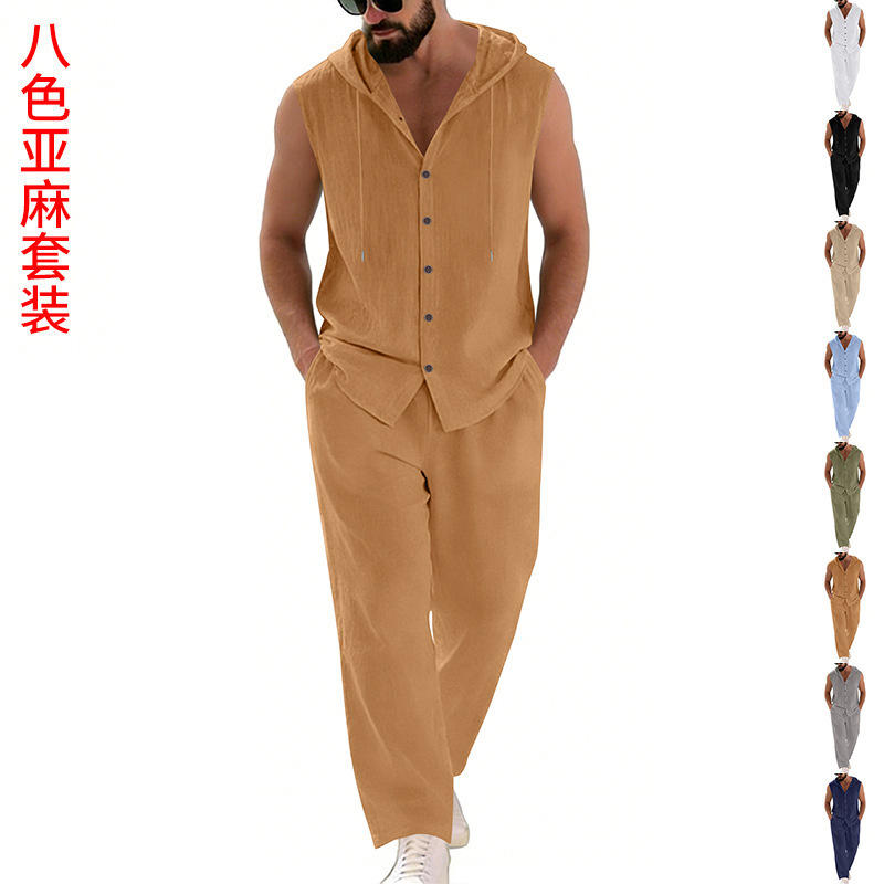 Casual linnen pak voor heren,  - Summer Clothing Sets Men recensie en prijs