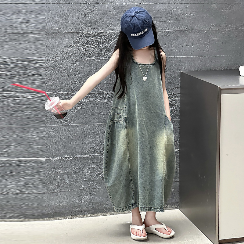 Vintage blauwe kinderen meisje - Summer Clothing Linen recensie en prijs