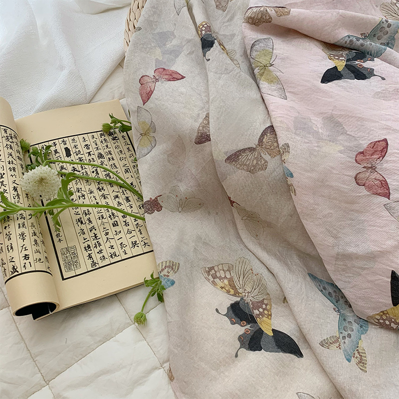 Vlinders print op beige roze s - Summer Clothing Fabric recensie en prijs